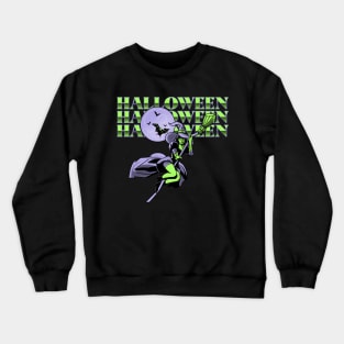 Witch Halloween Witches Broom Crewneck Sweatshirt